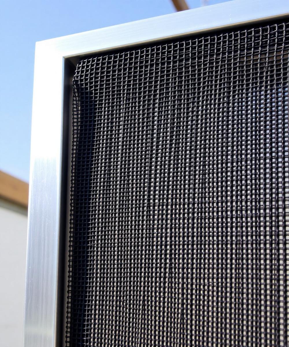 New charcoal screen mesh in an aluminum frame